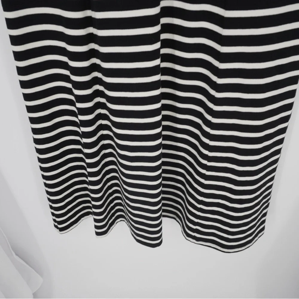 J. Crew Cap‎ Sleeve Knit Cotton Midi Dress Striped Black/White Preppy Nautical L